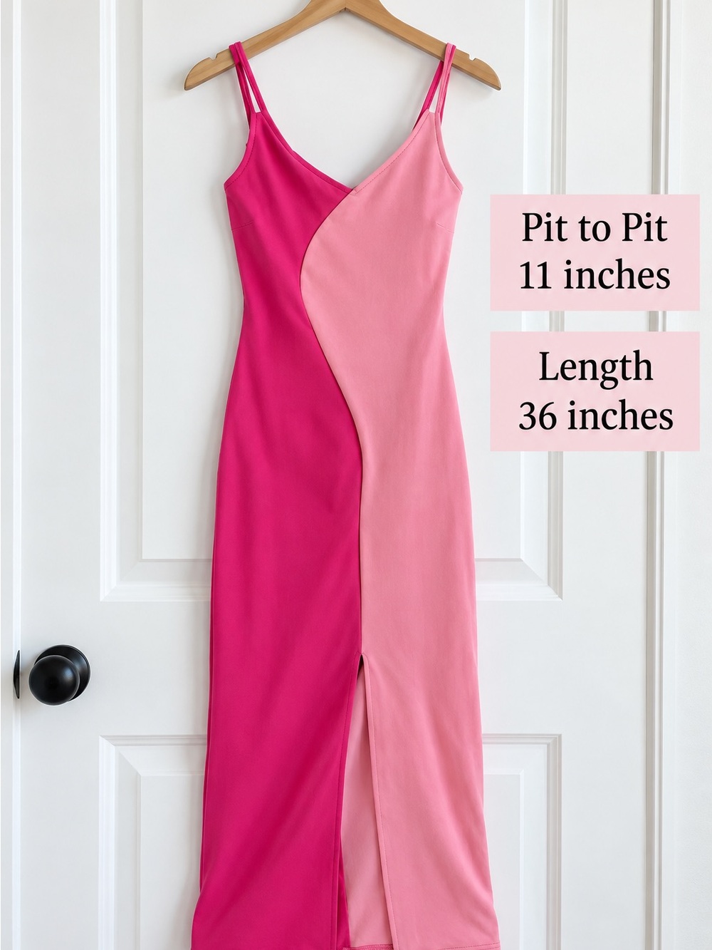 Petal & Pup Two-Tone Hot Pink and Light Pink Slip Midi Dress